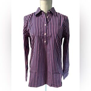 Lauren Ralph Lauren Pink and Blue Striped Button Down Shirt -M